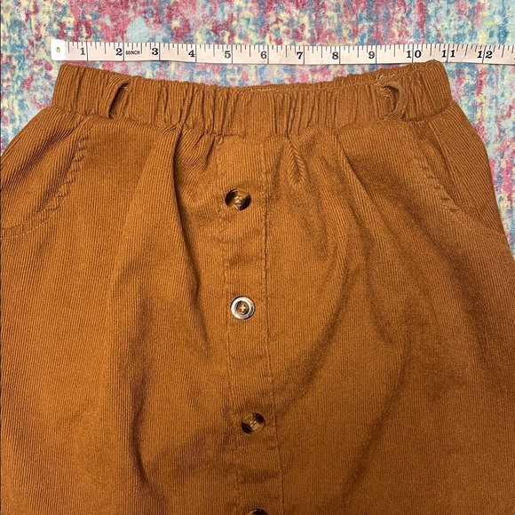 SHEIN Brown Corduroy Button-Down Mini Skirt - Picture 2 of 4